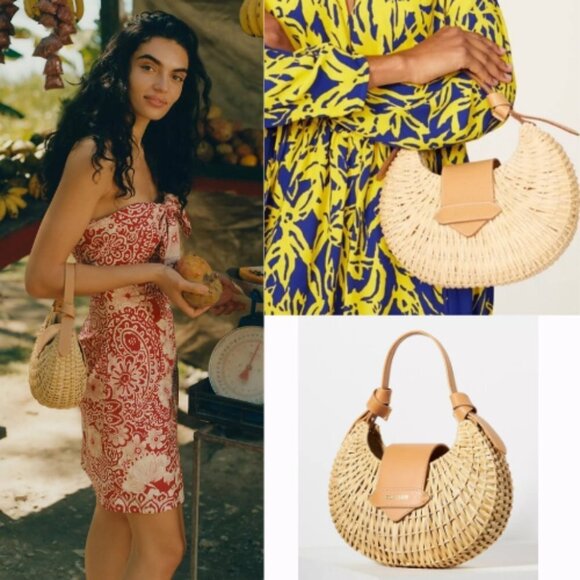 ANTHROPOLOGIE Poolside Croissant Satchel In Brown - Picture 3 of 16